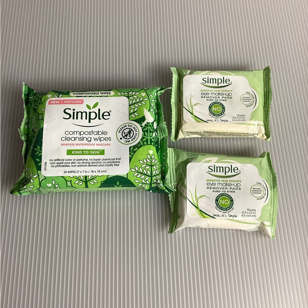 Set of 3 Simple Facial Cleaning Wipes/Pads